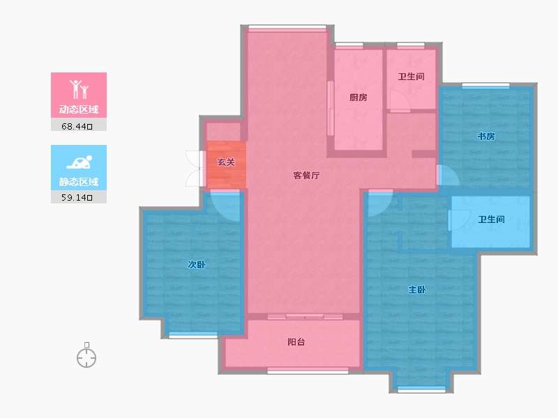 江苏省-常州市-绿地武宜珑庭-114.02-户型库-动静分区