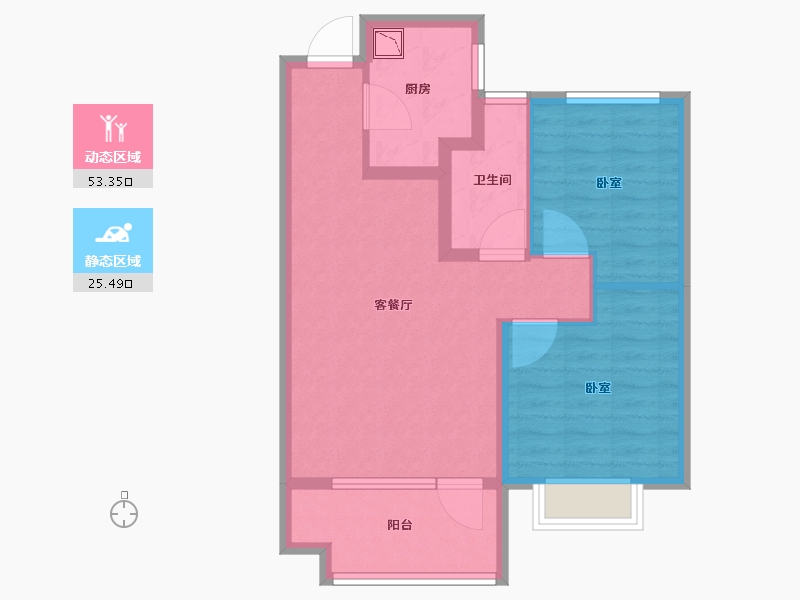 山东省-烟台市-瑞东瑞学府-69.95-户型库-动静分区