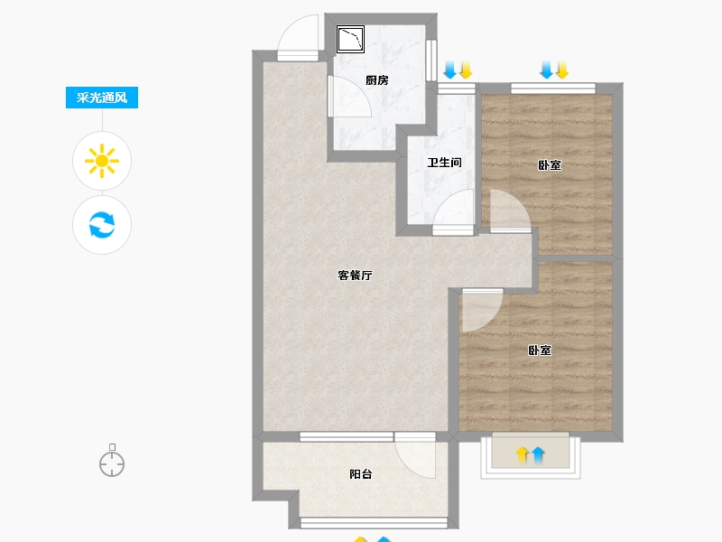 山东省-烟台市-瑞东瑞学府-69.95-户型库-采光通风