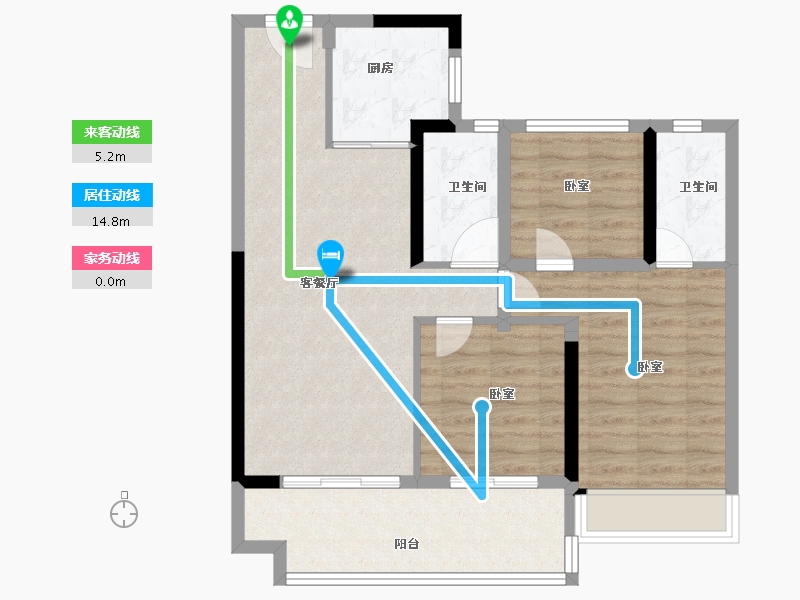 河南省-洛阳市-银润碧桂园酩悦滨江-80.00-户型库-动静线