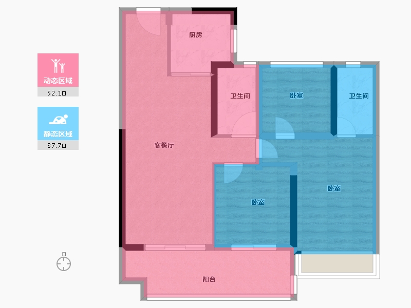 河南省-洛阳市-银润碧桂园酩悦滨江-80.00-户型库-动静分区