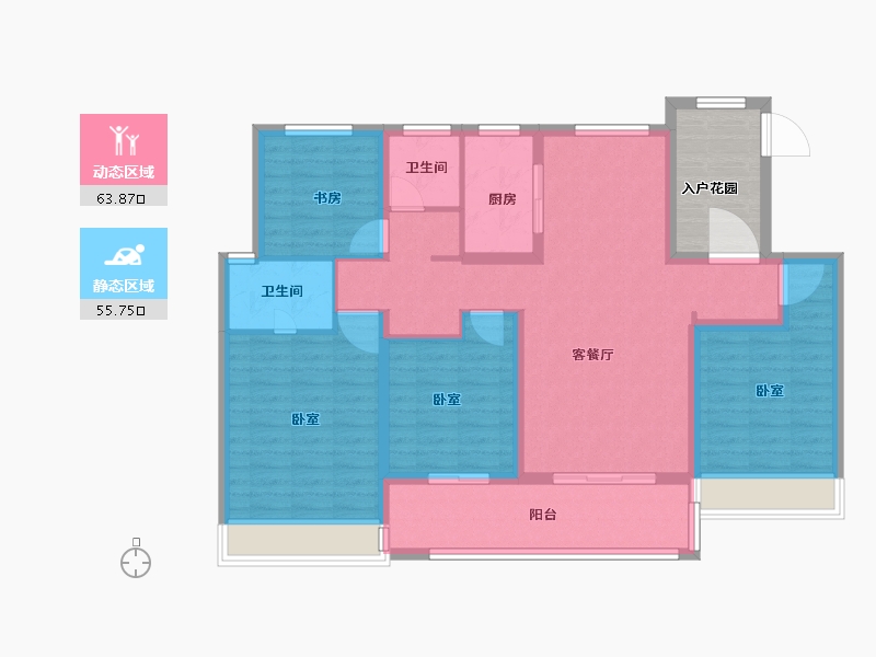 浙江省-嘉兴市-鸿翔中南鸿樾府-114.00-户型库-动静分区