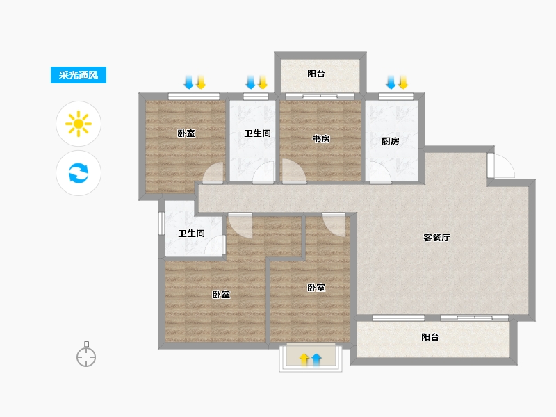 河南省-洛阳市-中浩德山水文苑-113.00-户型库-采光通风