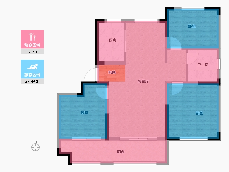 山东省-青岛市-银盛泰嘉富丽苑-81.85-户型库-动静分区