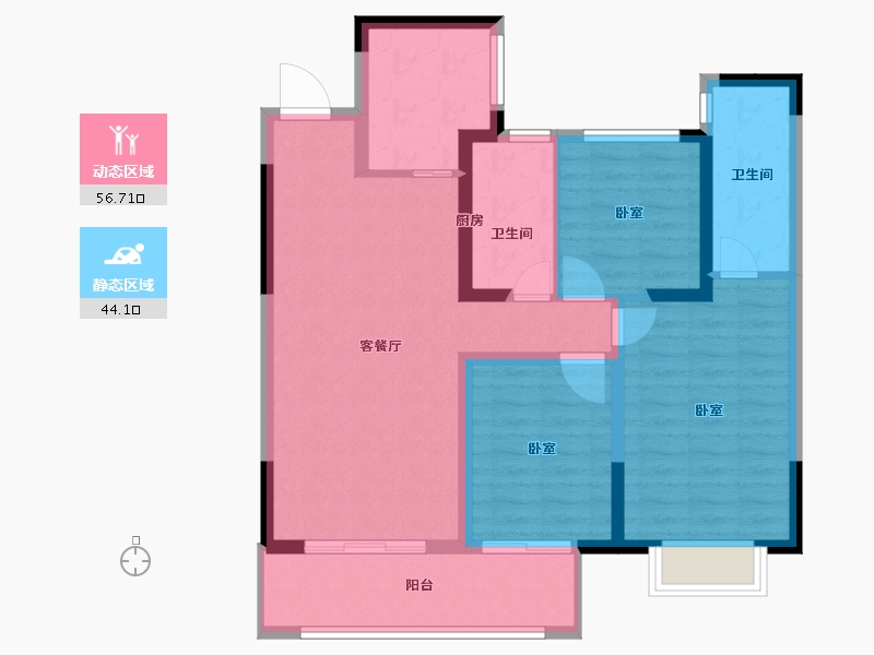 江苏省-无锡市-红豆天一华府-90.01-户型库-动静分区