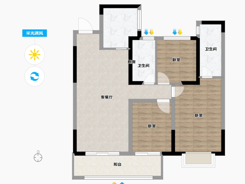 江苏省-无锡市-红豆天一华府-90.01-户型库-采光通风