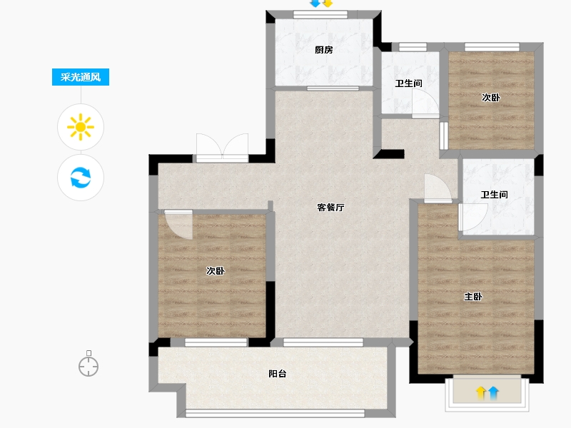 安徽省-蚌埠市-妙景天成-96.80-户型库-采光通风