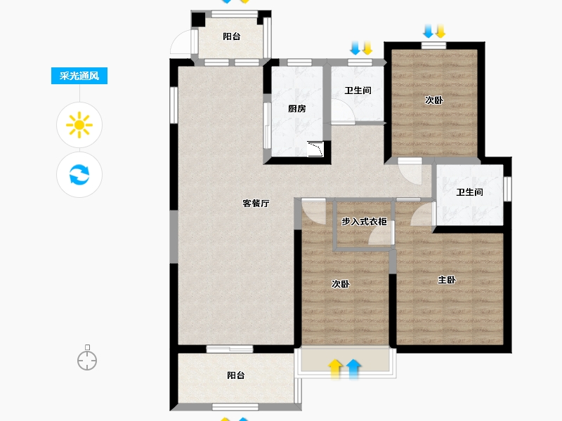 安徽省-蚌埠市-鹏欣·天珑天玥-99.09-户型库-采光通风