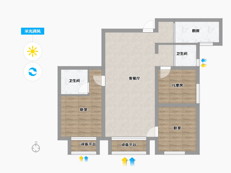 新疆维吾尔自治区-乌鲁木齐市-秦基澜城-78.58-户型库-采光通风