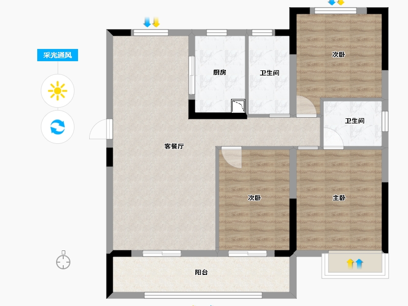 安徽省-蚌埠市-毅德城·御璟苑-94.41-户型库-采光通风