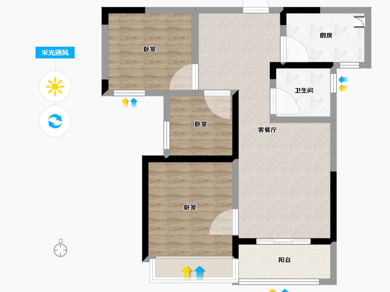 河南省-洛阳市-建业熙和府-77.23-户型库-采光通风