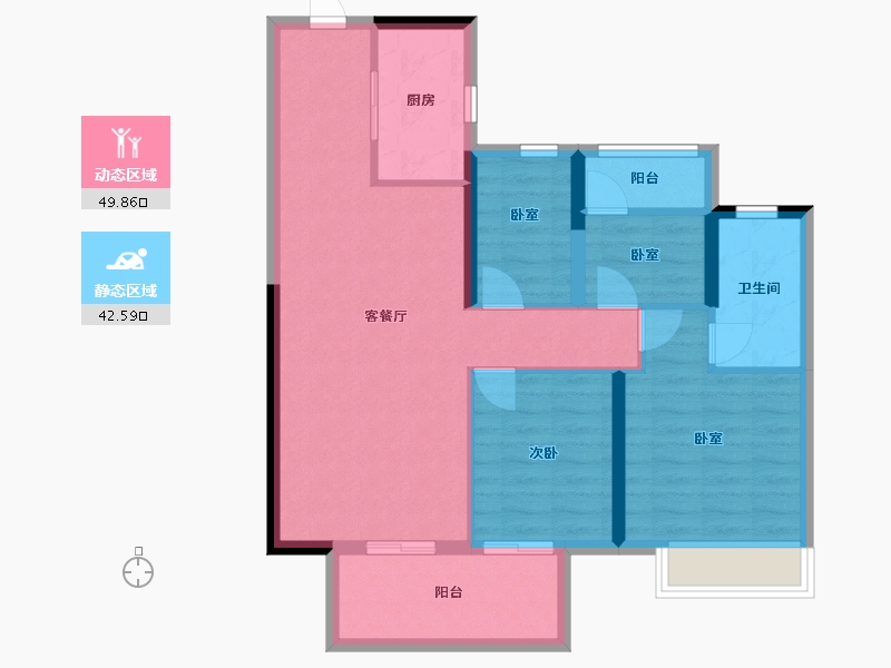 河南省-郑州市-华润置地凯旋门-82.57-户型库-动静分区