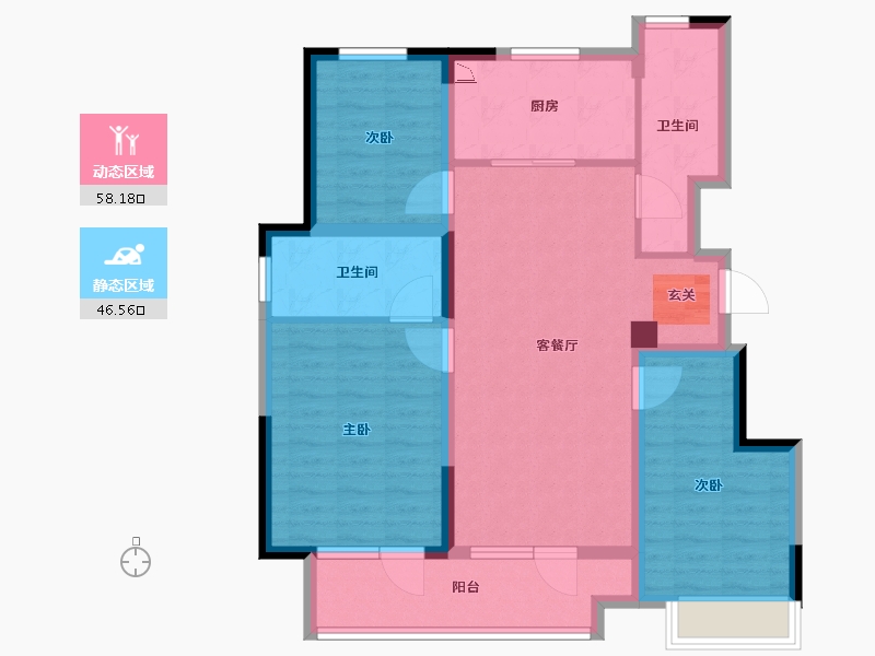 山东省-烟台市-世茂揽樾-93.00-户型库-动静分区