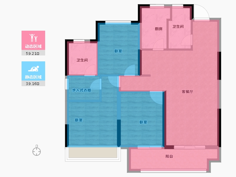 浙江省-嘉兴市-万科环萃园-88.00-户型库-动静分区