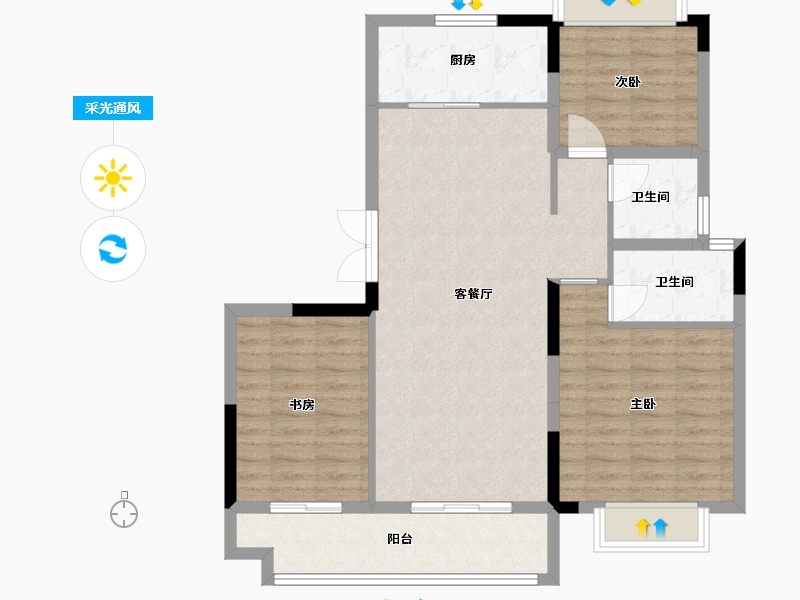 安徽省-蚌埠市-和顺山语序-93.60-户型库-采光通风