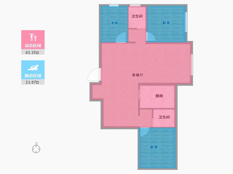 新疆维吾尔自治区-乌鲁木齐市-凯盈广场-85.89-户型库-动静分区