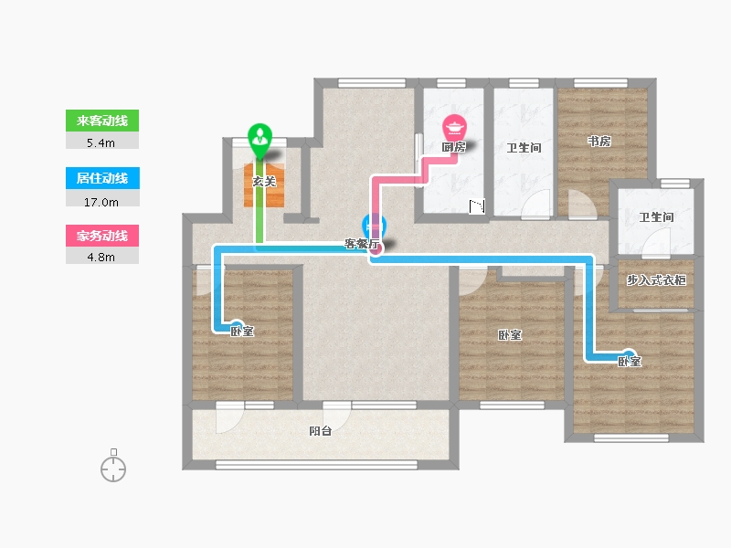 山东省-烟台市-融创蓝天壹號-114.00-户型库-动静线