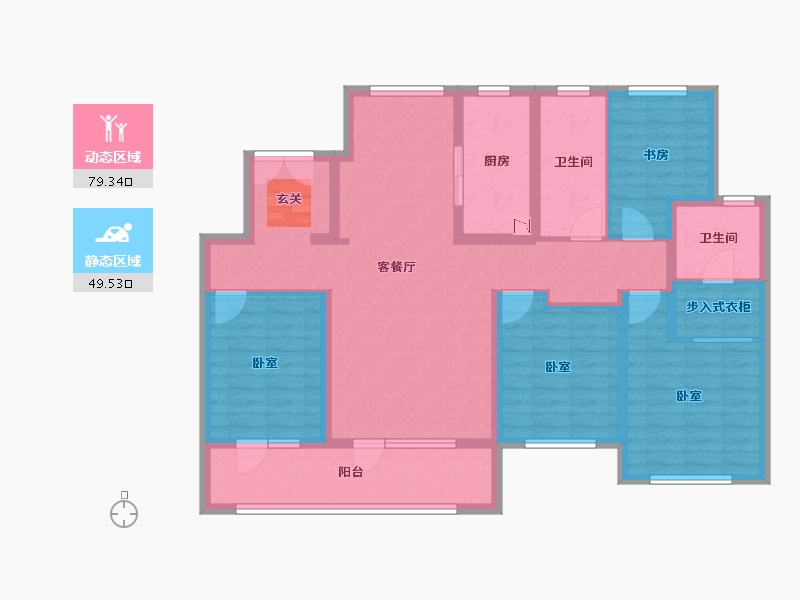 山东省-烟台市-融创蓝天壹號-114.00-户型库-动静分区