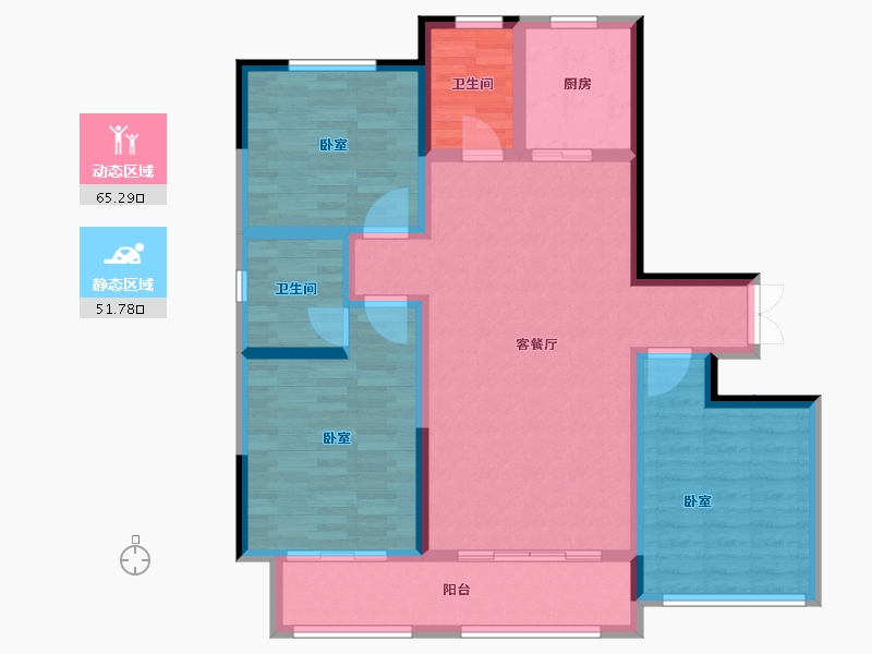 河南省-郑州市-山顶裕祥园-104.85-户型库-动静分区