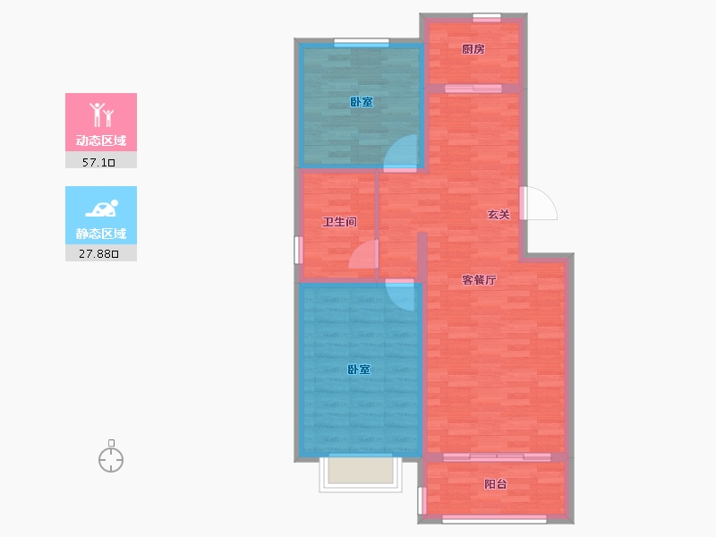 山东省-青岛市-九龙华庭-76.17-户型库-动静分区