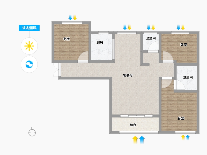 河南省-洛阳市-丽都名邸-99.79-户型库-采光通风