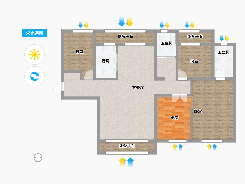 新疆维吾尔自治区-乌鲁木齐市-秦基澜城-109.51-户型库-采光通风