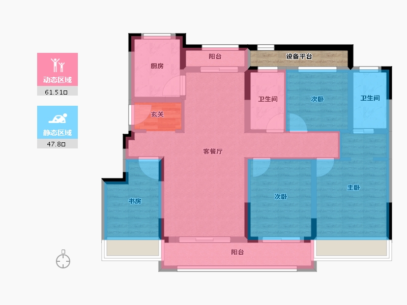 浙江省-台州市-宝龙宏地官河上城-100.00-户型库-动静分区