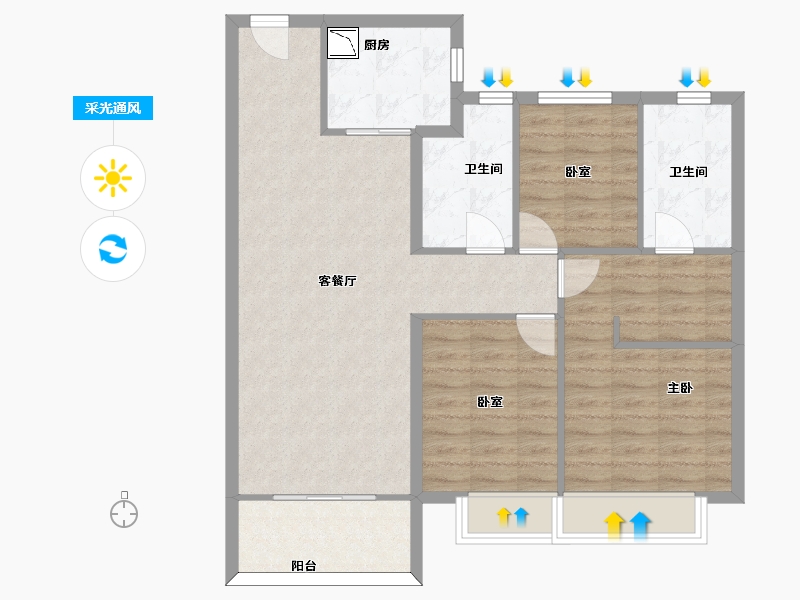 山东省-济南市-中铁诺德生态城-88.24-户型库-采光通风