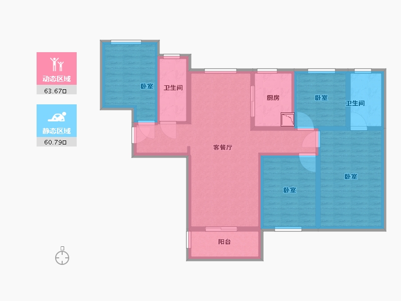 河南省-郑州市-融创城开瓏府-110.01-户型库-动静分区