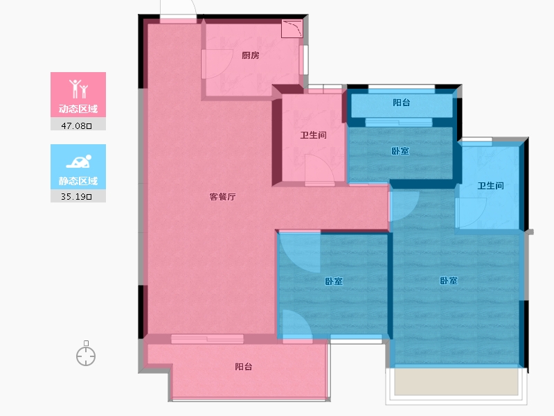 浙江省-绍兴市-漓江华庭-73.62-户型库-动静分区