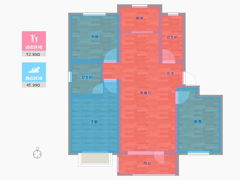 山东省-青岛市-康大风和日丽尚景-87.96-户型库-动静分区