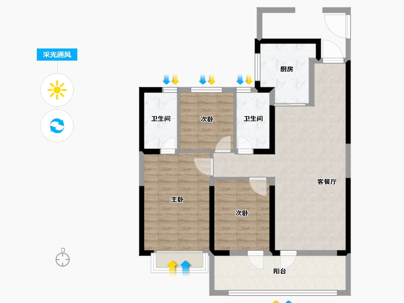 山东省-青岛市-华新园东宸府-91.00-户型库-采光通风