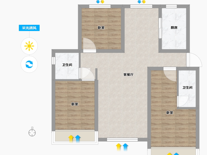 山东省-聊城市-民生·光岳壹號院-81.29-户型库-采光通风