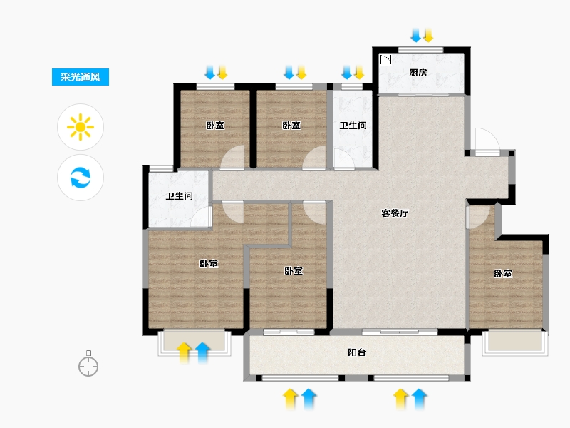 河南省-安阳市-建业凤凰城北岸-146.24-户型库-采光通风