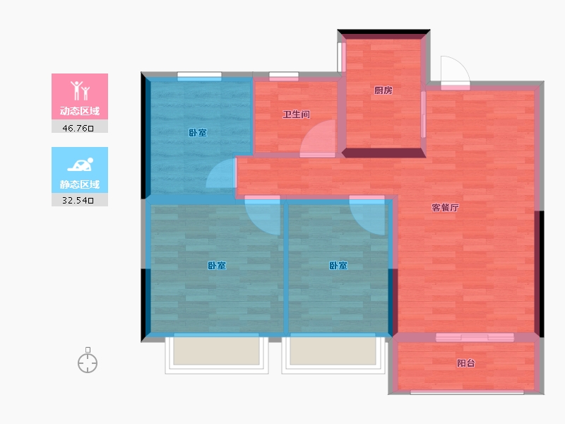 河南省-郑州市-睿达广场·幸福里-70.80-户型库-动静分区