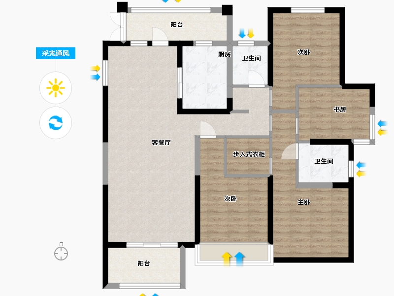 安徽省-蚌埠市-鹏欣·天珑天玥-115.96-户型库-采光通风