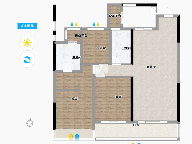 浙江省-绍兴市-中国铁建花语江南-104.00-户型库-采光通风