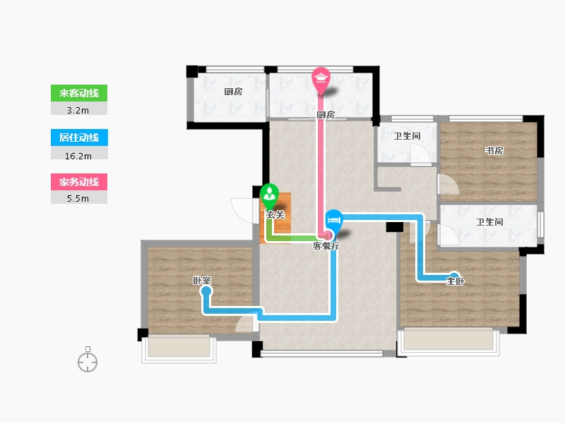 山东省-青岛市-绿城蘭园-104.08-户型库-动静线