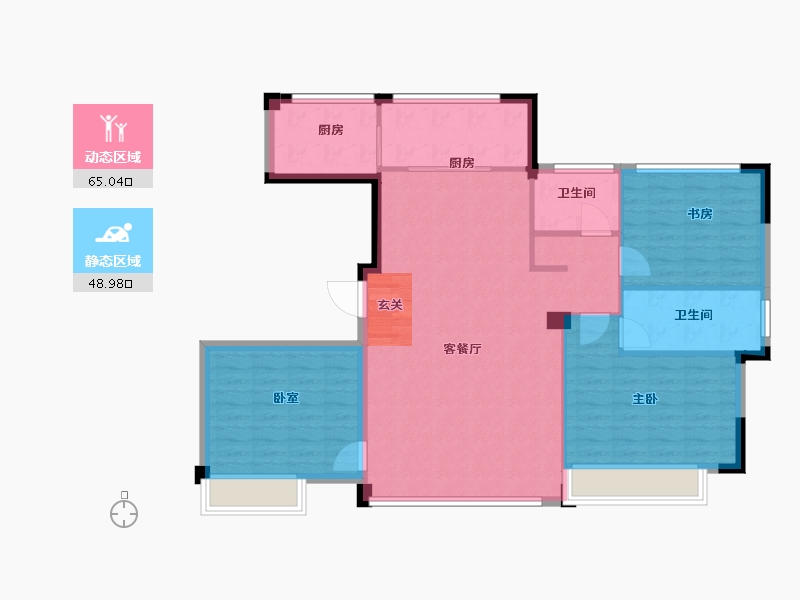 山东省-青岛市-绿城蘭园-104.08-户型库-动静分区