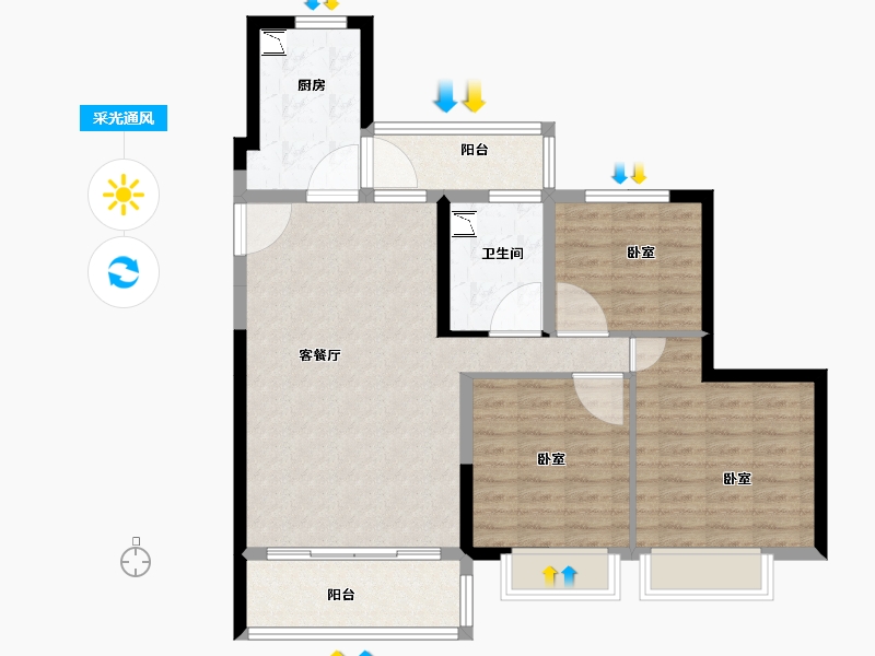 河南省-开封市-郑东恒大滨河悦府-90.01-户型库-采光通风