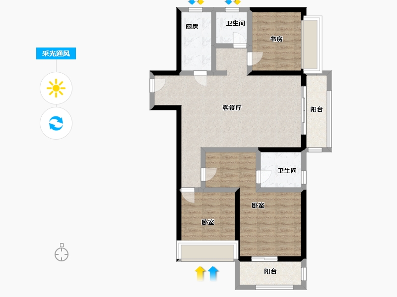 河南省-郑州市-中海锦城-86.99-户型库-采光通风