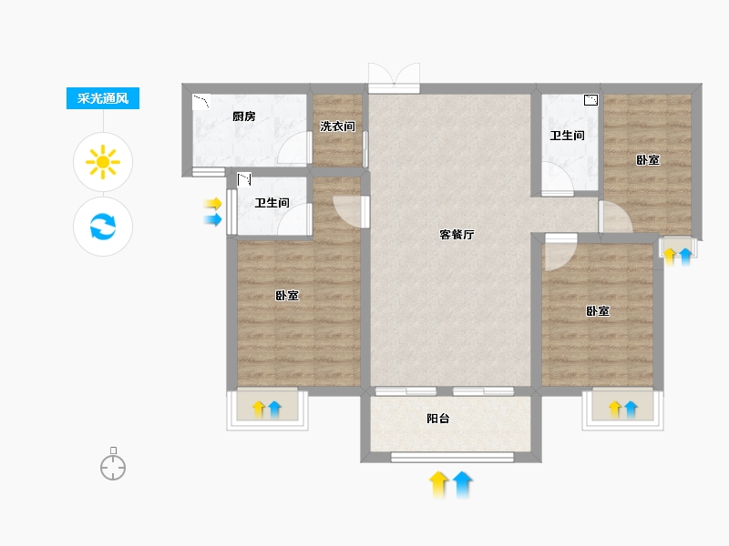 河南省-洛阳市-丽都名邸-78.93-户型库-采光通风