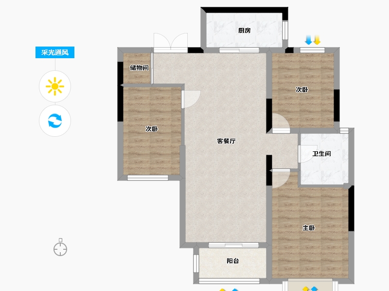 山东省-济南市-泰悦赫府-88.86-户型库-采光通风