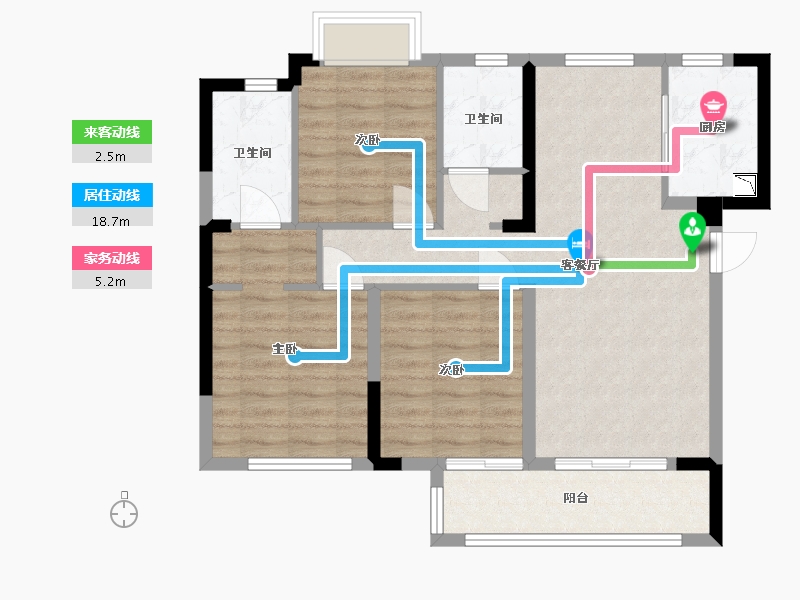 福建省-福州市-公园左岸-84.00-户型库-动静线