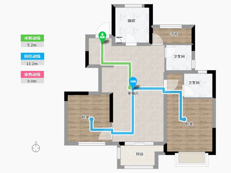 浙江省-绍兴市-新城棠樾-78.00-户型库-动静线