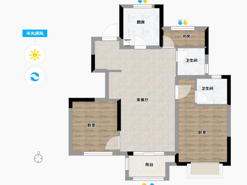 浙江省-绍兴市-新城棠樾-78.00-户型库-采光通风