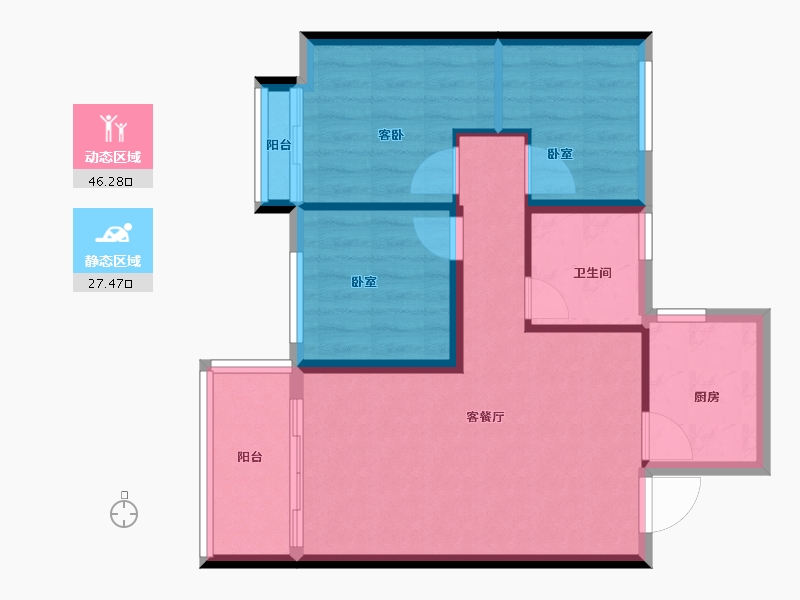 浙江省-嘉兴市-华美公馆-66.00-户型库-动静分区