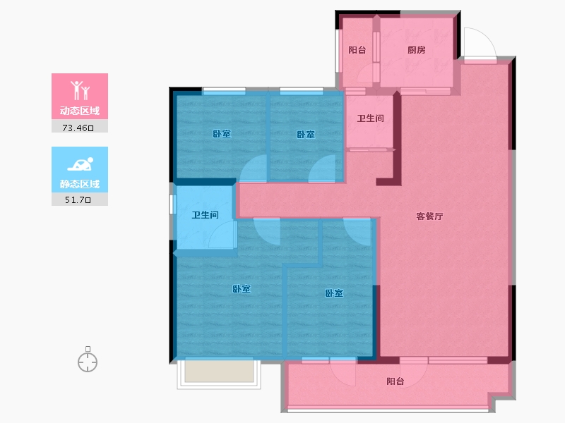 山东省-临沂市-碧桂园·翡丽澜庭-112.00-户型库-动静分区