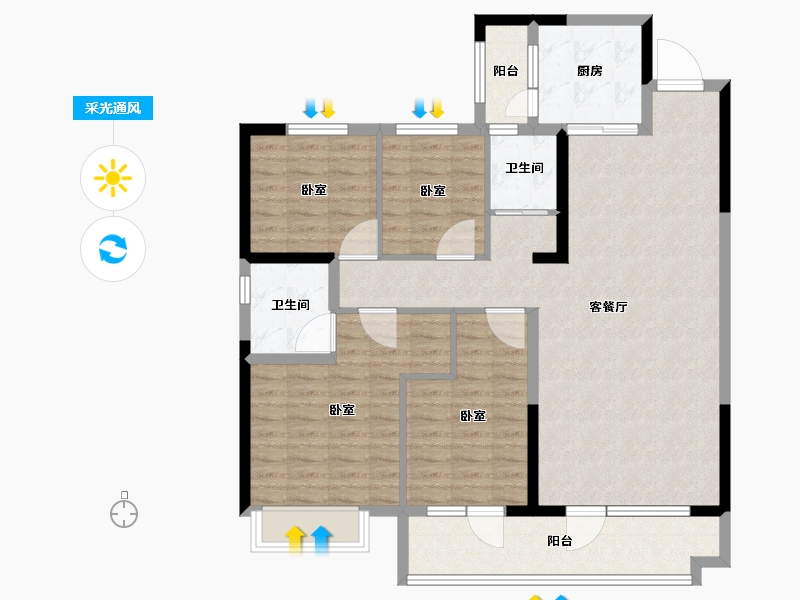 山东省-临沂市-碧桂园·翡丽澜庭-112.00-户型库-采光通风