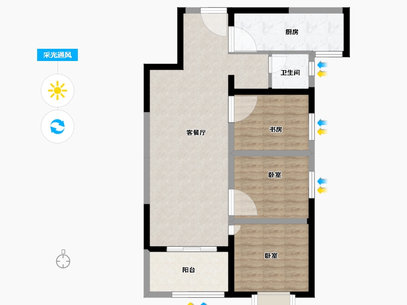 河南省-新乡市-禹洲嘉誉公元-80.79-户型库-采光通风